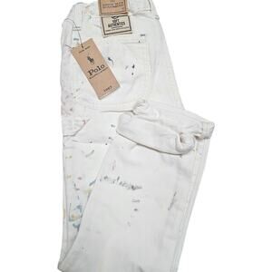 Polo Ralph Lauren Big Girls Paint-Splatter Boyfriend Carpenter Jeans Size 8 NWT